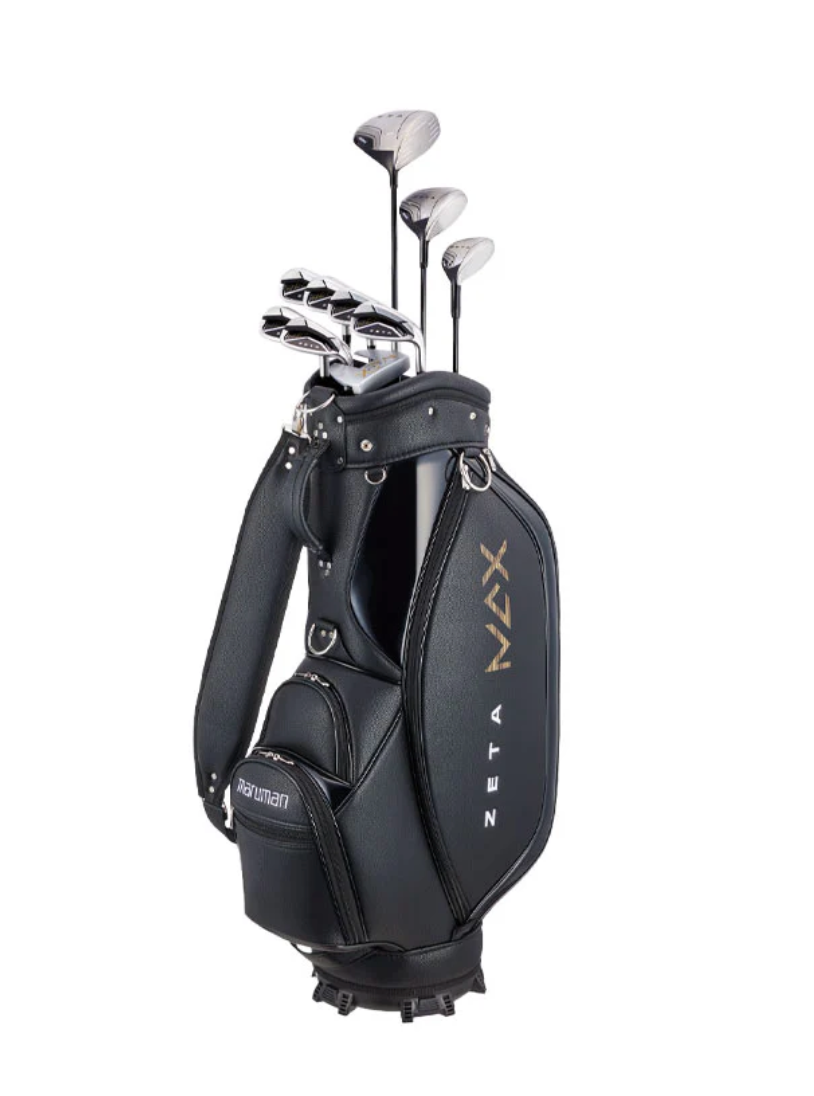 Maruman Zeta Max complete adult golf club package set in black leather cart bag