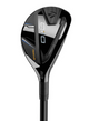 TaylorMade Qi10 3 Rescue 19-degree hybrid club head sole view in gloss black