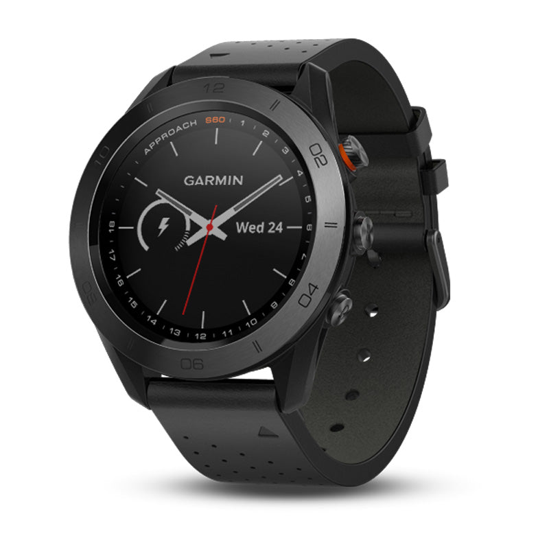 GARMIN Approach S60 Premium Leather Golf Watch (Black)