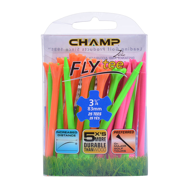 CHAMP 3 1/4 Inch Fly Tee Neon Mix - 25Pcs