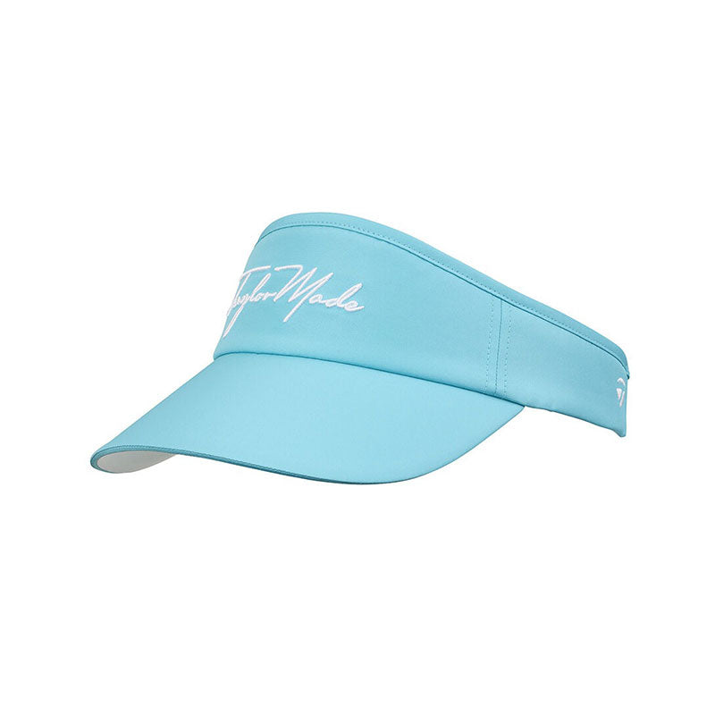 TAYLORMADE Wide Brim Script Logo Women's Visor (Turquoise)