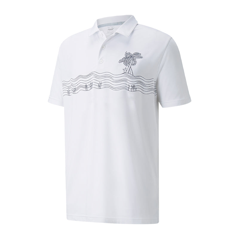 PUMA Cloudspun Oasis Men's Polo (White/Navy)