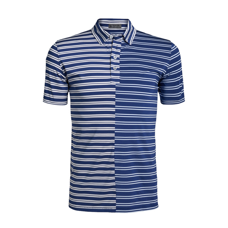 GFORE Offset Feeder Striped Men's Polo (Blueprint)
