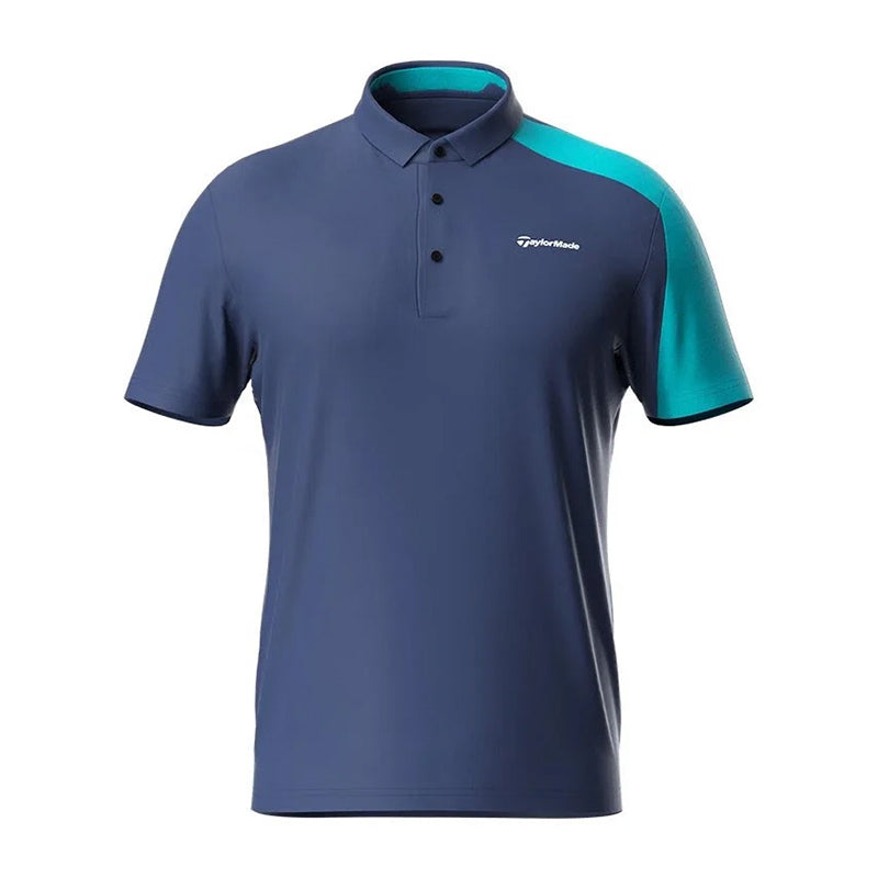 TAYLORMADE Men's Short Sleeve Polo (Navy/Green)