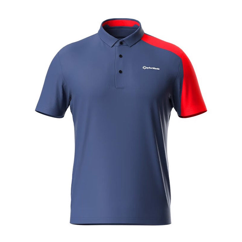 TAYLORMADE Men's Short Sleeve Polo (Navy/Red)