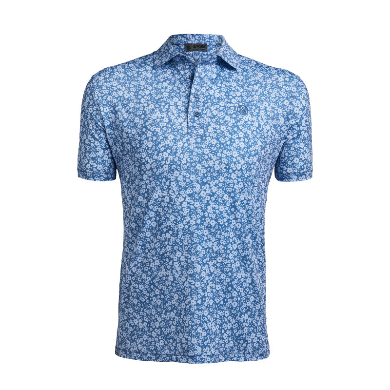 GFORE Print Mini Floral Men's Polo (Moonlight)