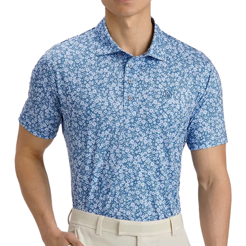 GFORE Print Mini Floral Men's Polo (Moonlight)