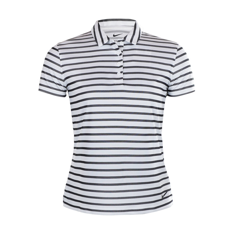 NIKE Dri-Fit Victory Women's Striped Polo (White/Black)
