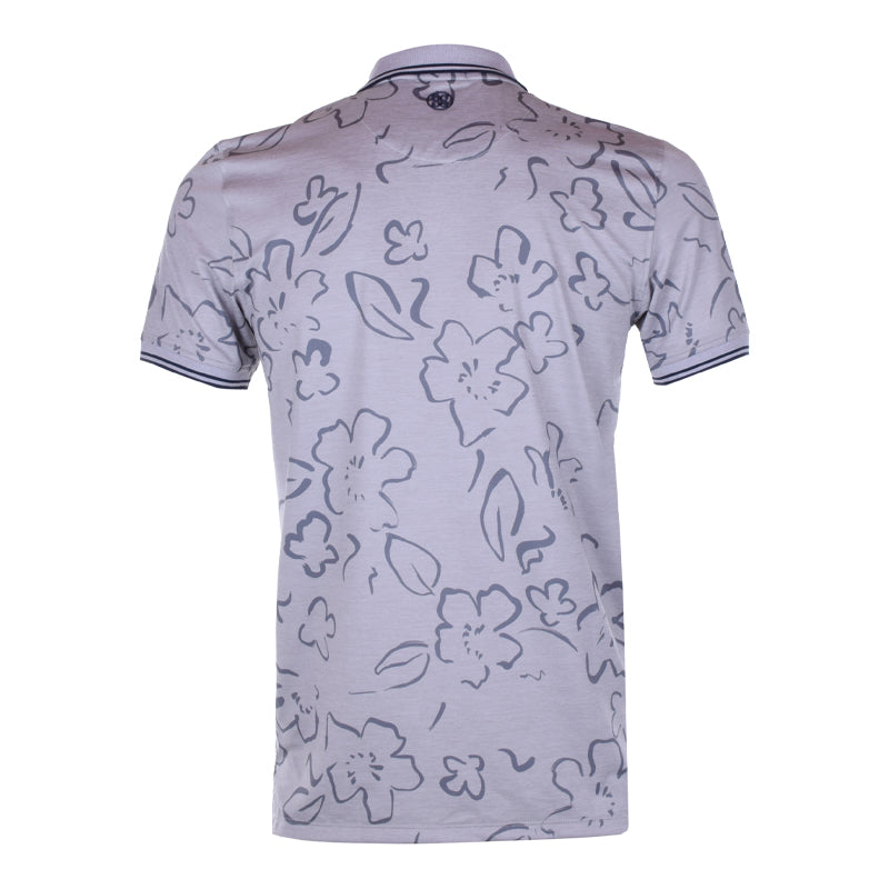 GFORE Sketch Floral Jersey Men's Polo (Light Heather Grey)