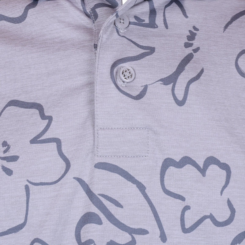 GFORE Sketch Floral Jersey Men's Polo (Light Heather Grey)