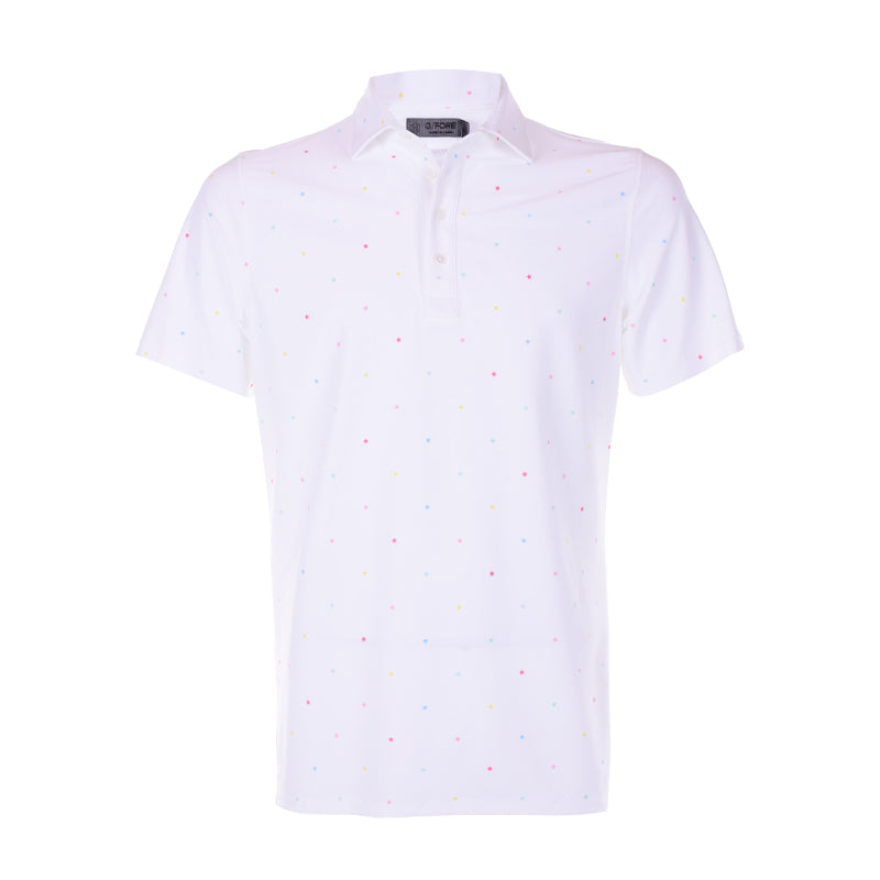 GFORE Multi Color Star Print Men's Polo (Snow)