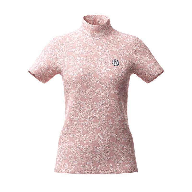 TAYLORMADE Flower Jacquard Women's Mock Shirt (Pink)