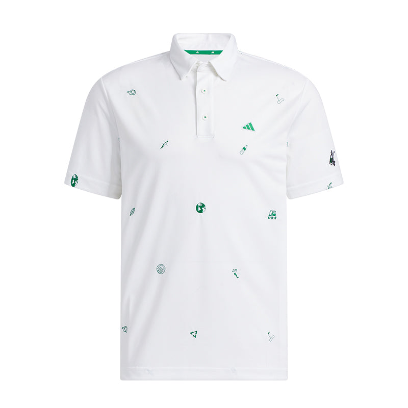 ADIDAS Play Green Monogram Men's Polo (White)