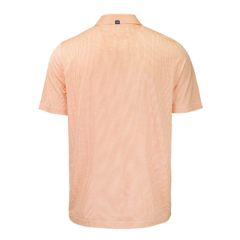 CUTTER & BUCK Pike Tonal Geo Printed Men's Polo (White/Orange)