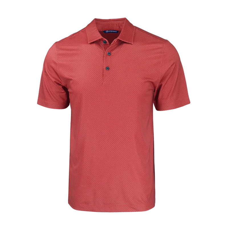CUTTER & BUCK Pike Tonal Geo Printed Men's Polo (Cardinal Red)
