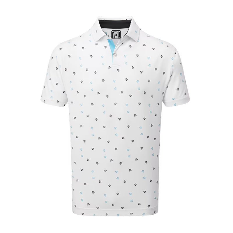 FOOTJOY Parachute Print Lisle Men's Polo (White/Black/Pool)