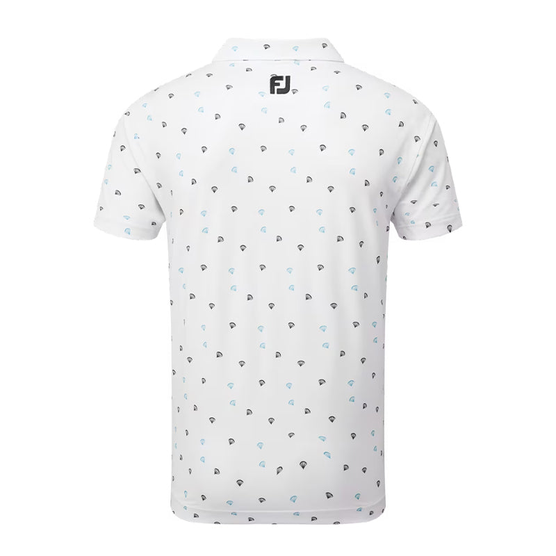 FOOTJOY Parachute Print Lisle Men's Polo (White/Black/Pool)