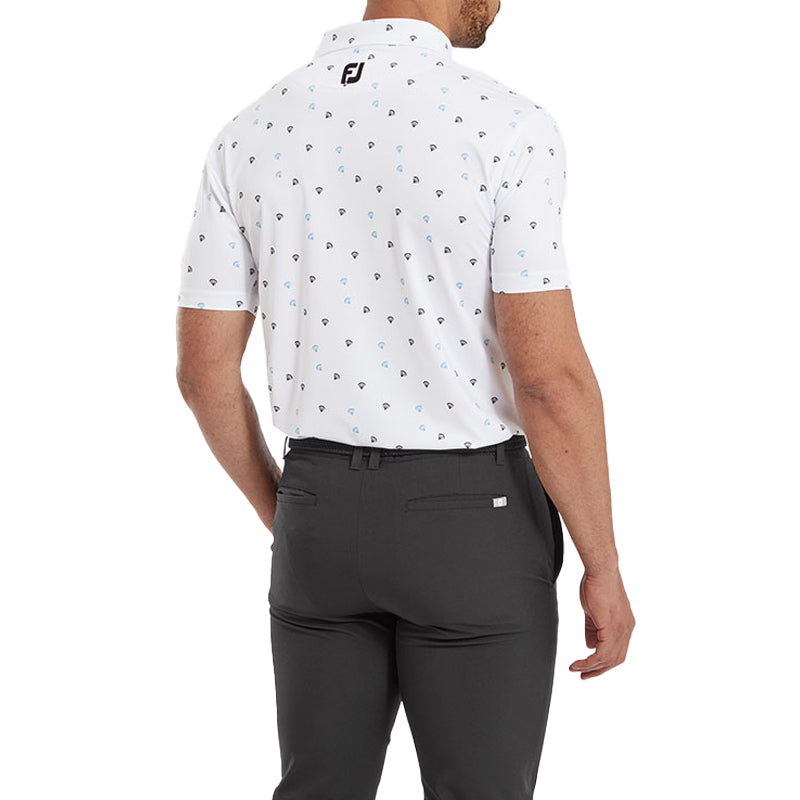 FOOTJOY Parachute Print Lisle Men's Polo (White/Black/Pool)