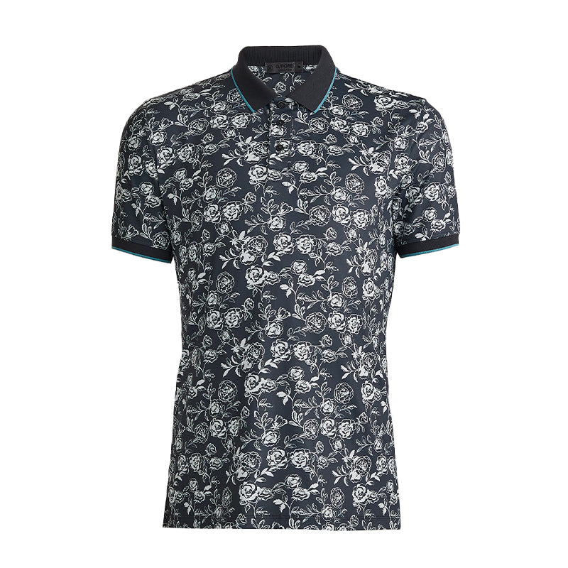 GFORE Peony Sketch Banded Sleeve Tech Jersey Men's Polo (Lead)