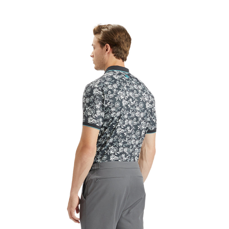 GFORE Peony Sketch Banded Sleeve Tech Jersey Men's Polo (Lead)