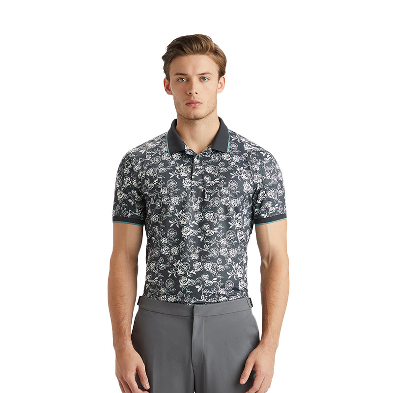 GFORE Peony Sketch Banded Sleeve Tech Jersey Men's Polo (Lead)