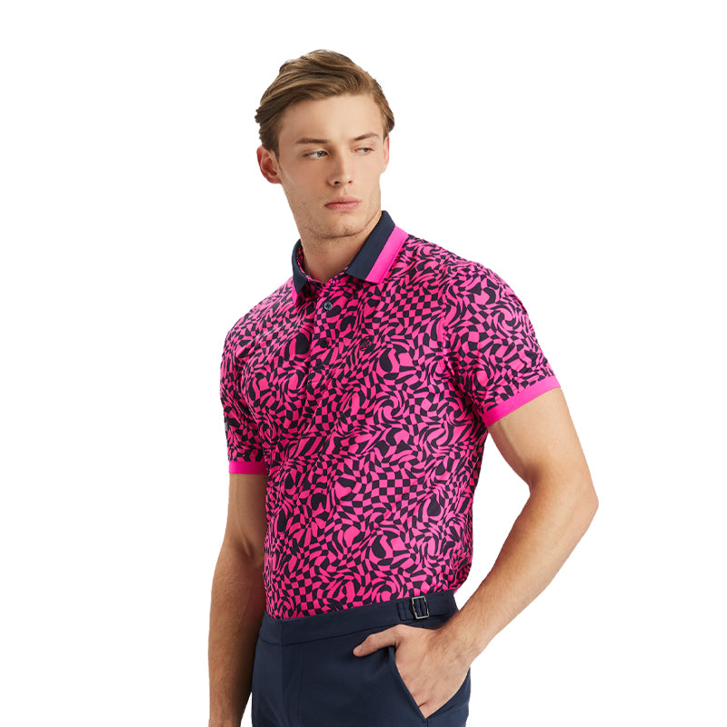 GFORE Mini Distorted Pique Men's Polo (Day Glo Pink)