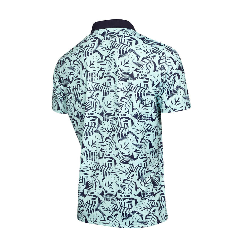 CALVIN KLEIN Abstract Print Men's Polo (Aqua/Evening Blue)
