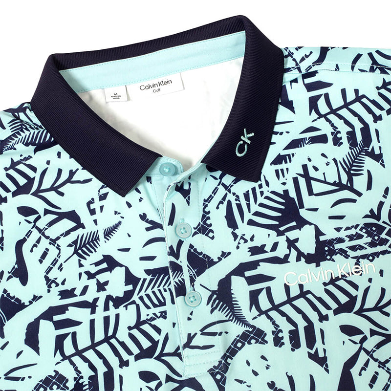 CALVIN KLEIN Abstract Print Men's Polo (Aqua/Evening Blue)