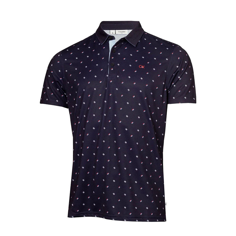 CALVIN KLEIN Treble Strike Print Men's Polo (Evening Blue)