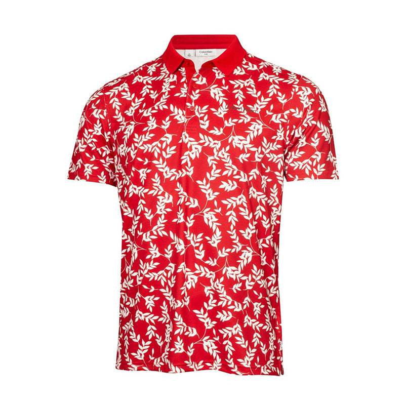 CALVIN KLEIN Leaf Print Men's Polo (Red/White)