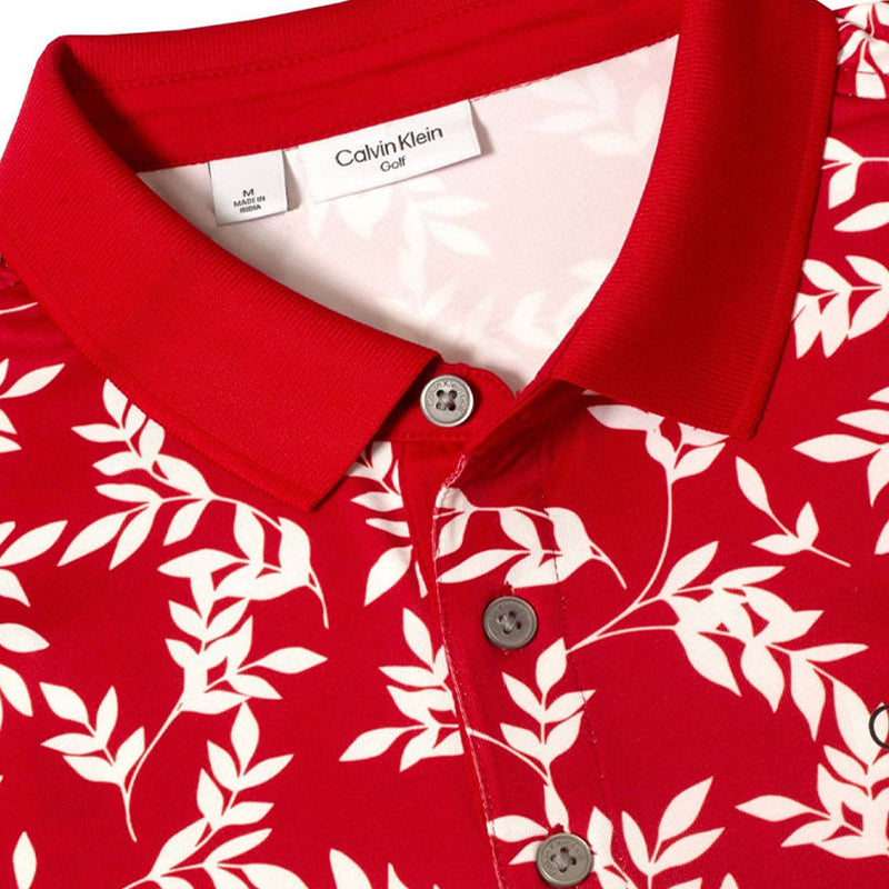 CALVIN KLEIN Leaf Print Men's Polo (Red/White)