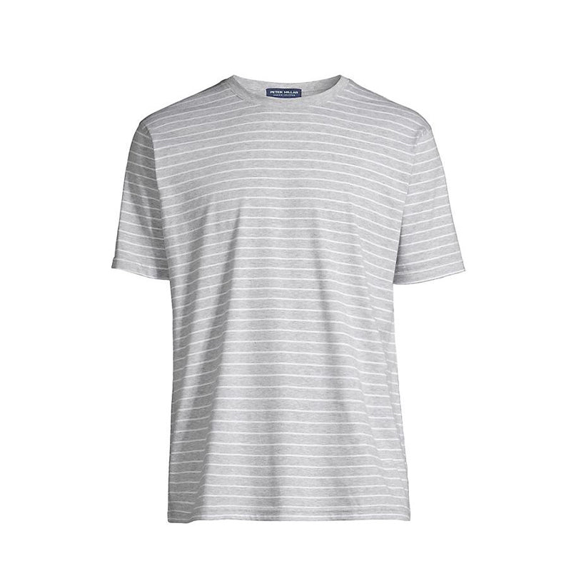PETER MILLAR Colt Striped Men's Short Sleeve Shirt (British Grey)