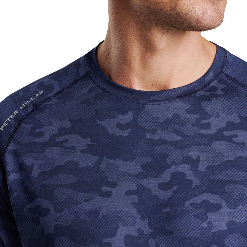 PETER MILLAR Aurora Camo Performance Men's Shirt (Navy Blue)