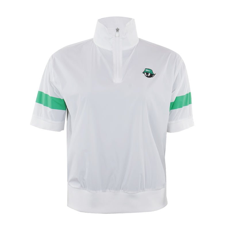 WAAC Korea Women's 2-Way Collar Woven Half Zip Pullover (White)