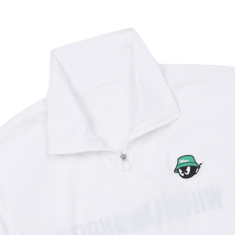 WAAC Korea Women's 2-Way Collar Woven Half Zip Pullover (White)