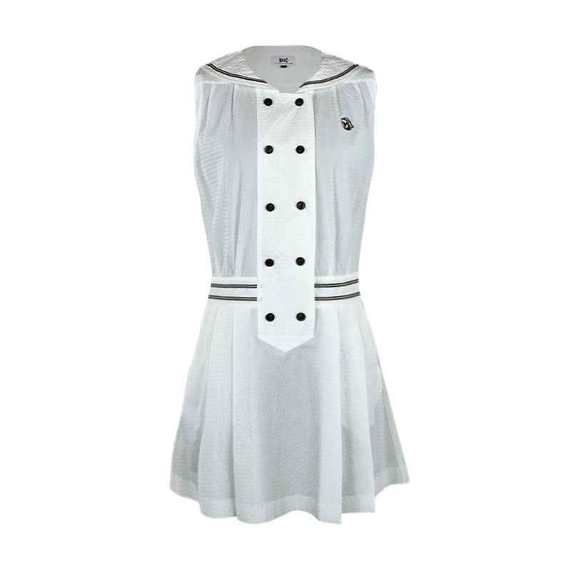 WAAC Korea Seersucker Sleeveless Dress (White)