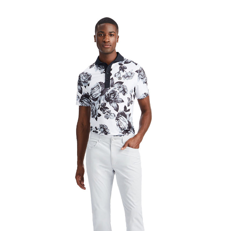 GFORE Floral Tech Men's Jersey Polo (Snow)