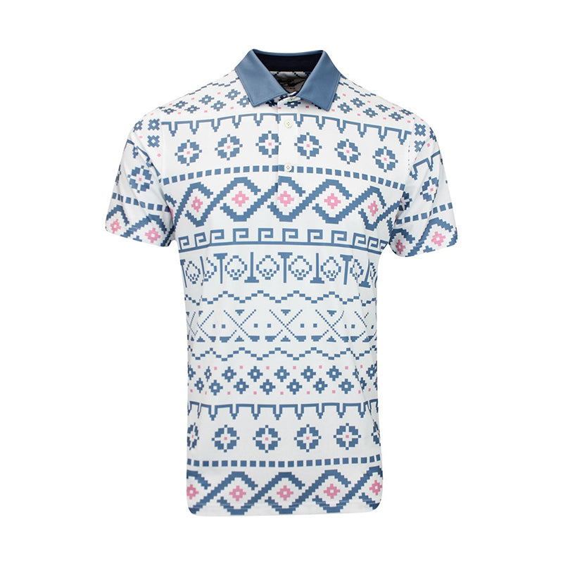 PUMA Fair Isle Print Men's Polo (White/Blue)