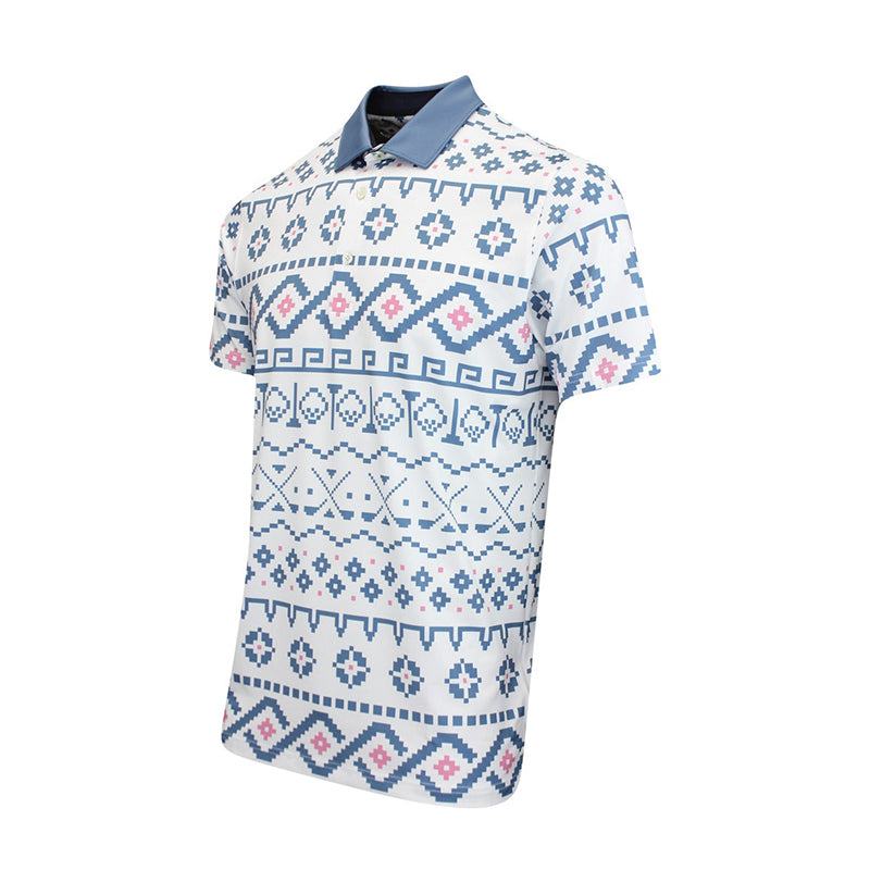 PUMA Fair Isle Print Men's Polo (White/Blue)