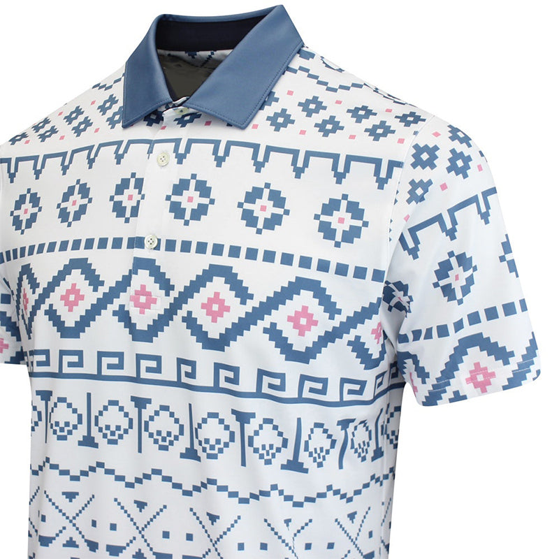 PUMA Fair Isle Print Men's Polo (White/Blue)