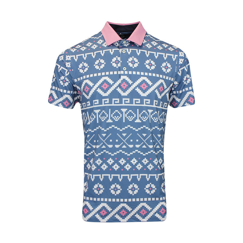 PUMA Fair Isle Print Polo (Blue /White)