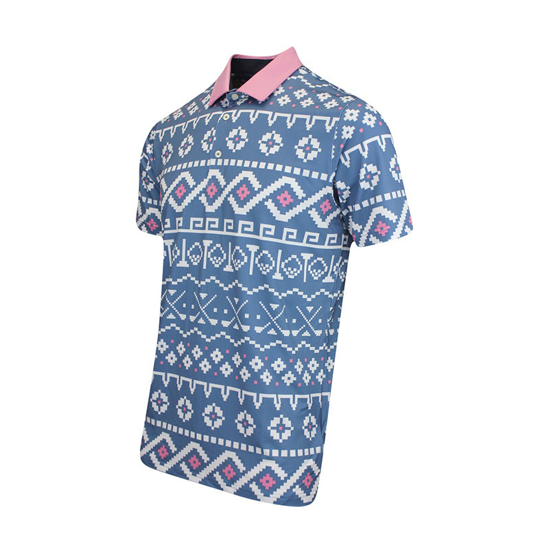 PUMA Fair Isle Print Polo (Blue /White)