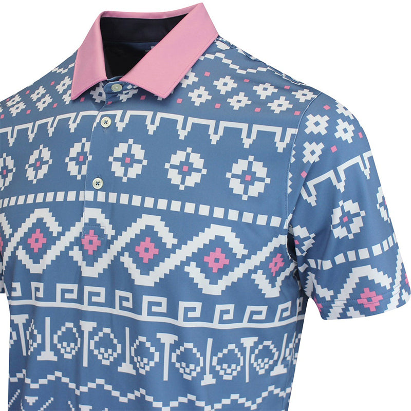 PUMA Fair Isle Print Polo (Blue /White)