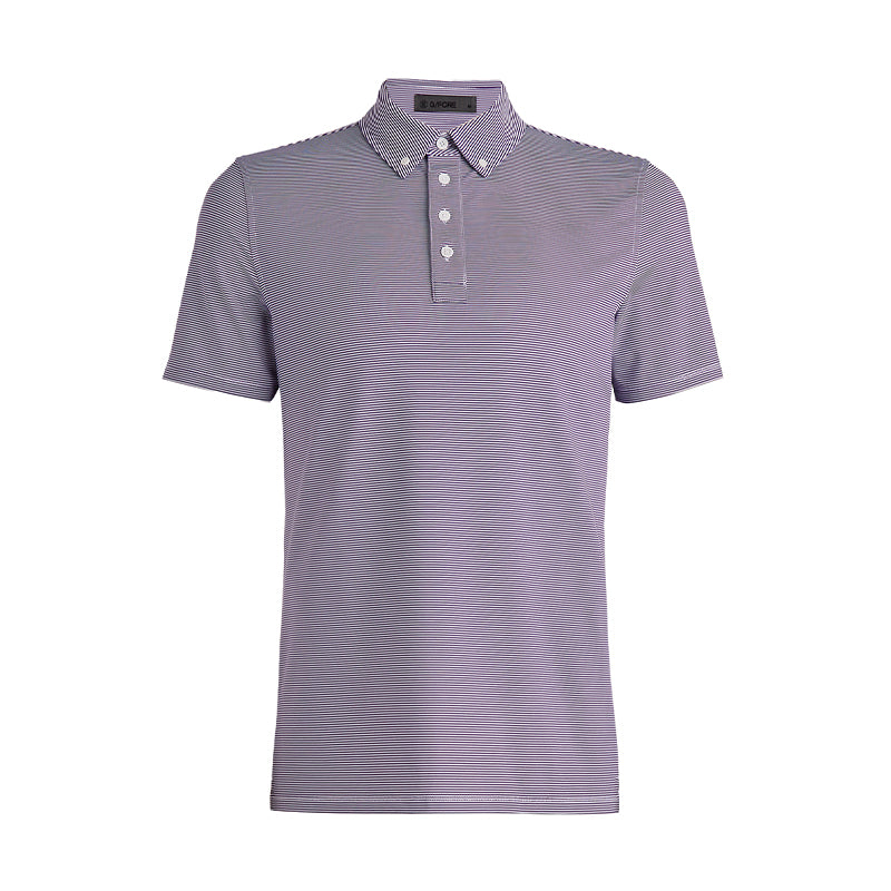 GFORE Feeder Stripe Tech Jersey Button Down Collar Men's Polo (Violet)