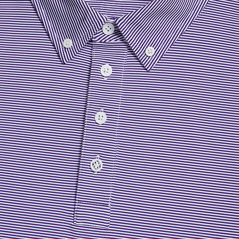 GFORE Feeder Stripe Tech Jersey Button Down Collar Men's Polo (Violet)