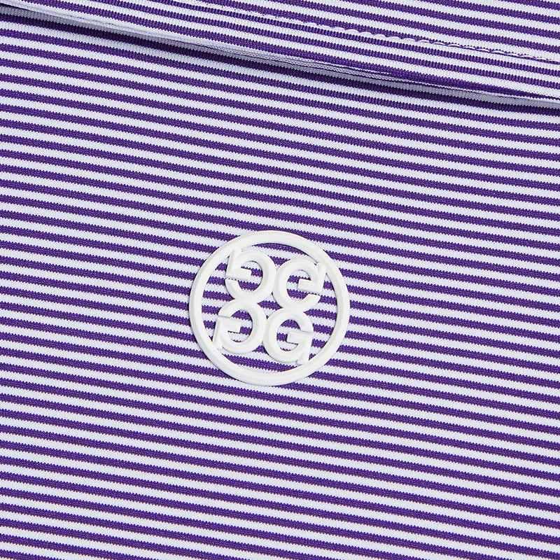 GFORE Feeder Stripe Tech Jersey Button Down Collar Men's Polo (Violet)
