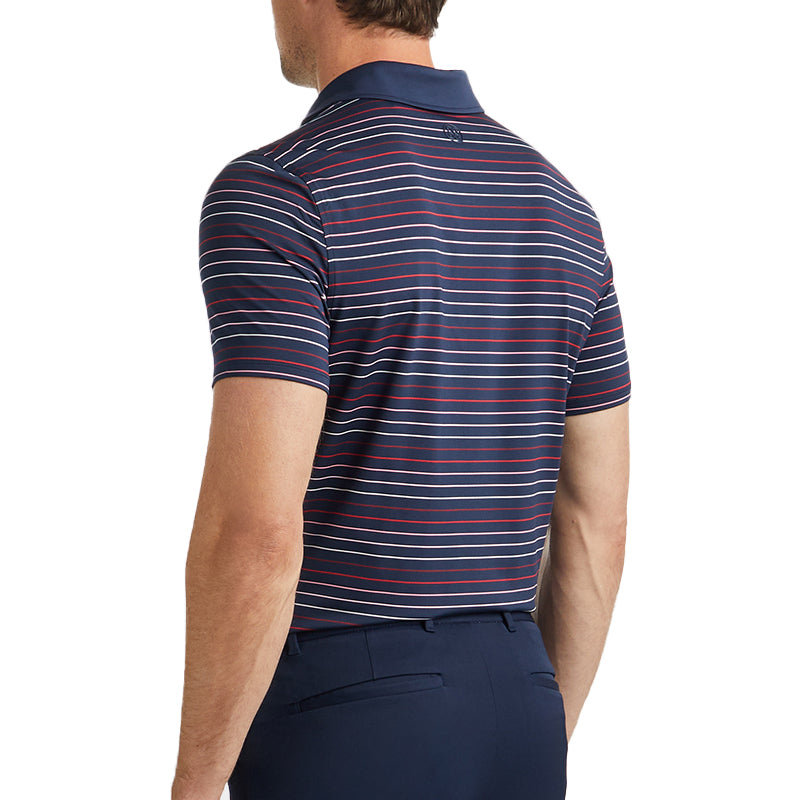 GFORE Multi Stripe Tech Jersey Modern Spread Collar Men's Polo (Twilight)