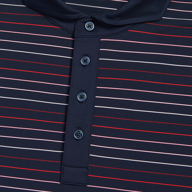 GFORE Multi Stripe Tech Jersey Modern Spread Collar Men's Polo (Twilight)