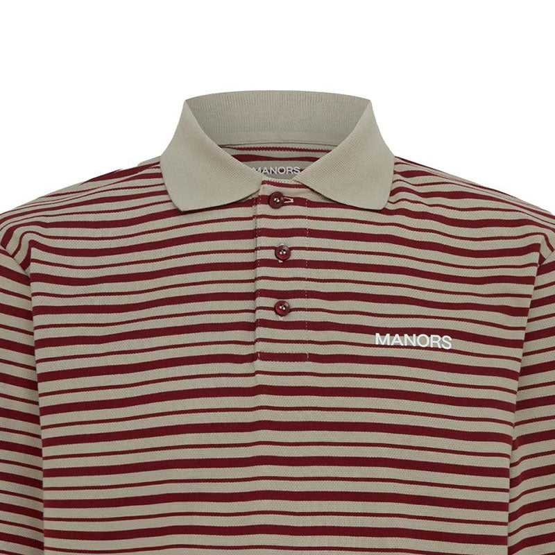 MANORS G.O.A.T Pique Men's Polo (Greige/Burgundy)