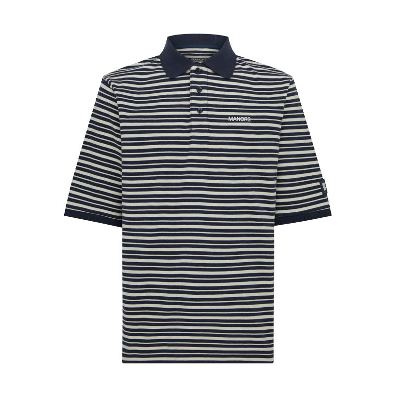 MANORS G.O.A.T Pique Men?s Polo (Ivory/Blue)